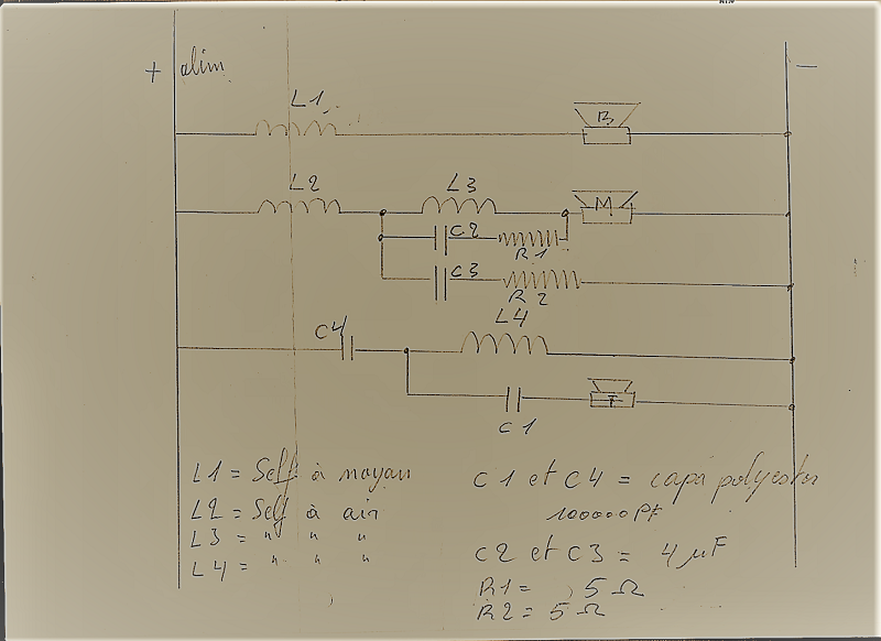 Plan du filtre de l'enceinte Elipson 1303 X