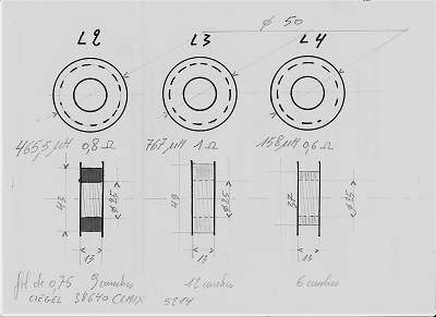 Valeur et résistance de la self L2, L3 et L4