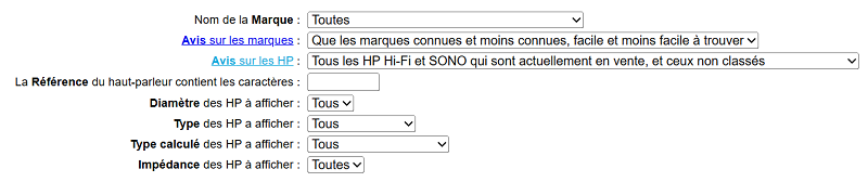 sélection de base, toutes les recherches multicritères
