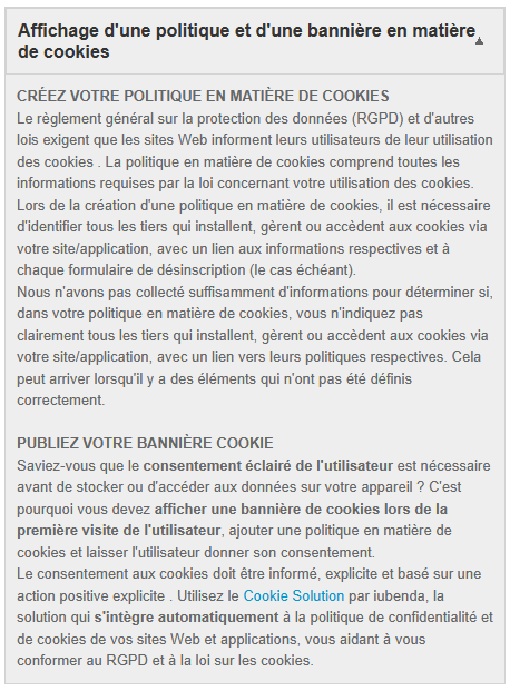 Conditions à respecter sur les cookies