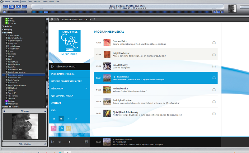 Radio Swiss Classic dans JRiver