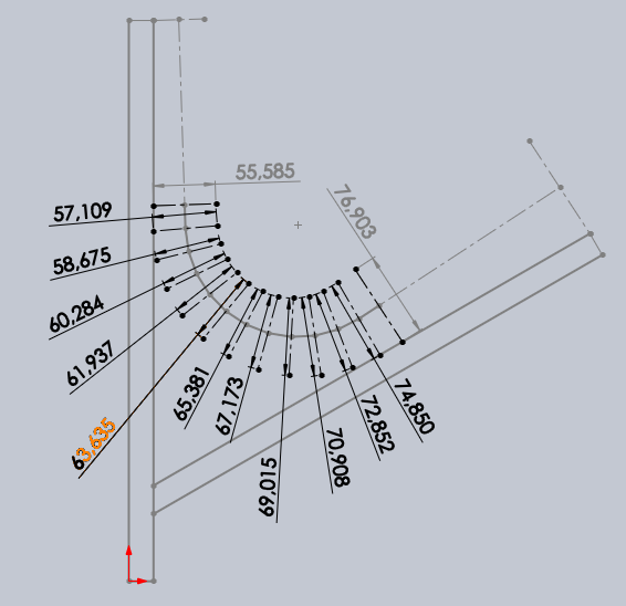 Côtation des sections du coude