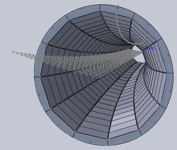 Réalisation avec 12 tôles pliées, pour un haut-parleur de 17 cm, vue coté bouche