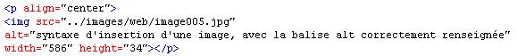 syntaxe d'insertion d'une image, avec la balise alt correctement renseignée